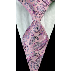 Stropdas tinten roze en grijs Paisley